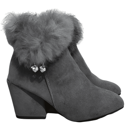 

Women‘s Ankle Fleece Liner Short Boots Chunky Heel Pointed Toe Zipper Shoes Women‘s Footwear