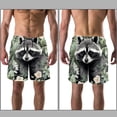thumbnail image 3 of luoweisi Men's Beach Shorts Quick Dry Swim Trunks with Mesh Lining Raccoon L, 3 of 5