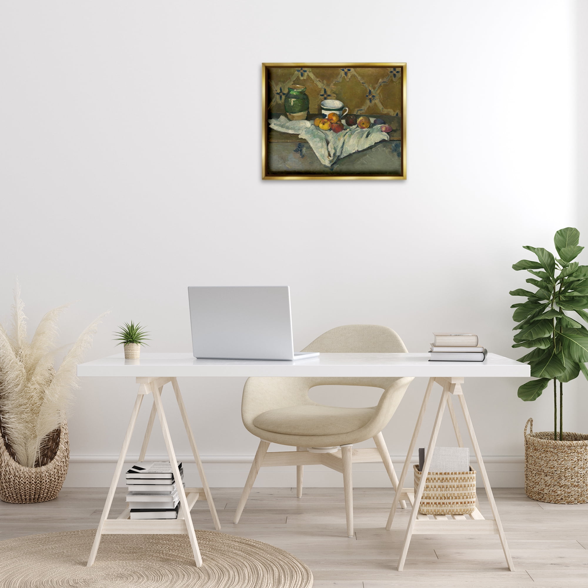 Stupell Industries Classical Cezanne Still Life Food & Beverage Painting Gold Floater Framed Canvas Art Print Wall Art, 21 x 17