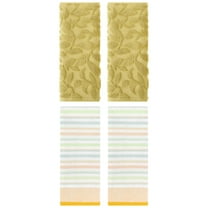 Unique Bargains 4 Pcs Cotton Soft Hand Towels Yellow 13" x 27"/14" x 30"