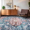 thumbnail image 3 of Oriental Washable Rugs 8x10 Non-Slip Soft Bedroom Rug, Low Pile Stain Resistant Floor Carpet for Living Room, Vintage Distressed Accent Rug, Medallion Floral Printed Rug, Blue, 3 of 10