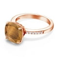 thumbnail image 3 of Gem Stone King 3.62 Ct Cushion Brown Tiger Eye 18K Rose Gold Plated Silver Ring, 3 of 5