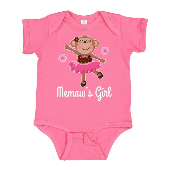 Inktastic Memaw Girl Ballerina Monkey Girls Baby Bodysuit