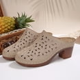 thumbnail image 6 of YLYL Women's Mules Slippers Hollow out Closed Toe Chunky Mid Heel Slip on Casual Summer Sandals, 6 of 7