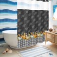 thumbnail image 6 of No Hook Shower Curtain, Black Plaid Pumpkins Fall Shower Curtains for Bathroom with See Through Top Window, Thanksgiving Botanical Farmhouse Waterproof & Washable Bath Curtain Stall 48"x72", 6 of 9