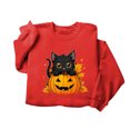 thumbnail image 7 of Cute Halloween Sweatshirt Women Black Cat Pumpkin Sleeve Graphic Print Crew Neck Long Sleeve Pullover Oversized Fleece Lined Fall Top for Spooky Season Holiday Party and Casual Outfits, 7 of 7