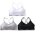 thumbnail image 1 of Girls Solid Color Racerback Letter Print Sport Training Bra Underwear 3 Pack, 1 of 9