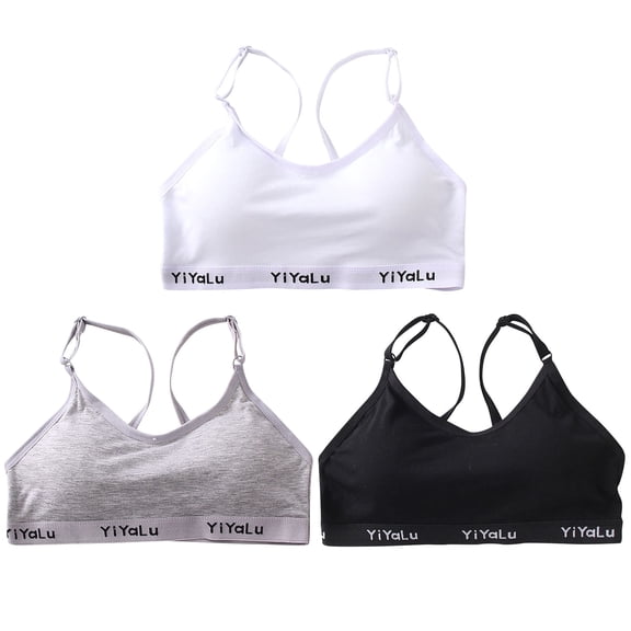 Kayannuo Bras For Women Back to School Girls Solid Color Racerback Letter Print Sport Training Bra Underwear 3 Pack