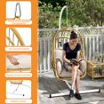 thumbnail image 3 of DWVO Indoor Outdoor Swing Egg Chair with Stand, Patio Wicker Hanging Egg Basket Chair with Soft Cushion UV Resistant 385LBS Capacity for Patio Backyard, Beige, 3 of 8