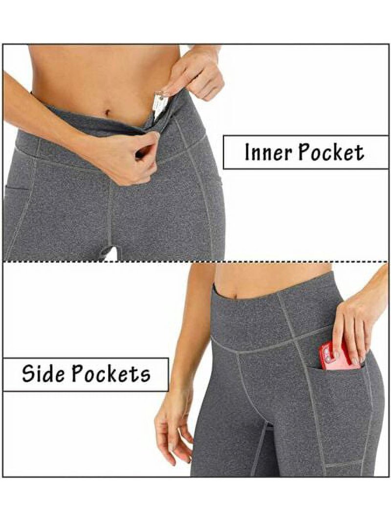 Heathyoga Crossover High Waisted Leggings With Pockets | Tummy Control, Squat Proof, Workout & Yoga Pants For Women