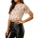 thumbnail image 4 of Camiseta corta de fiesta de manga corta con patrón metálico para mujeres INSPIRE CHIC M Rosa, 4 of 8