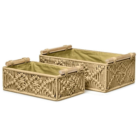 Sorbus 2-Pack Decorative Wicker Storage Baskets for Baby Room and Nursery - Brown