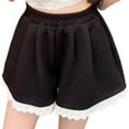 thumbnail image 4 of REALiKUN Women's Summer Casual Shorts, Lace Trim Wide Leg Pleated Loose Shorts with Elastic Waist - Soft & Comfy, 4 of 5
