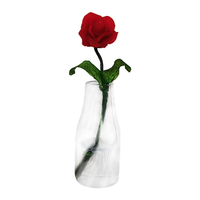 Xuanheng Vase en Résine pour Maison de Poupée Micro Paysage Fleurs Miniatures avec rose Rouge