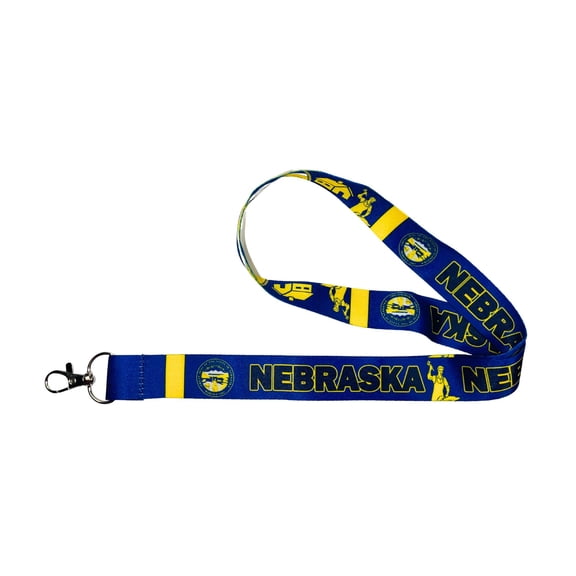 Lanyard - State Flag Nebraska - USA - L081 | ID Badge Holder Strap, Travel Souvenir, Lightweight Everyday Accessory, Neck Strap, Event Accessory