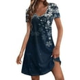 thumbnail image 2 of kytmyeq Women's Fashion Casual Printed With Pockets Bohemian Beach V-Neck Short Sleeve Dresses, 2 of 4