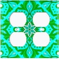 thumbnail image 3 of Metal Light Switch Plate Cover Neon Green Teal Tile Mandala Flower Pattern MDL039, 3 of 13