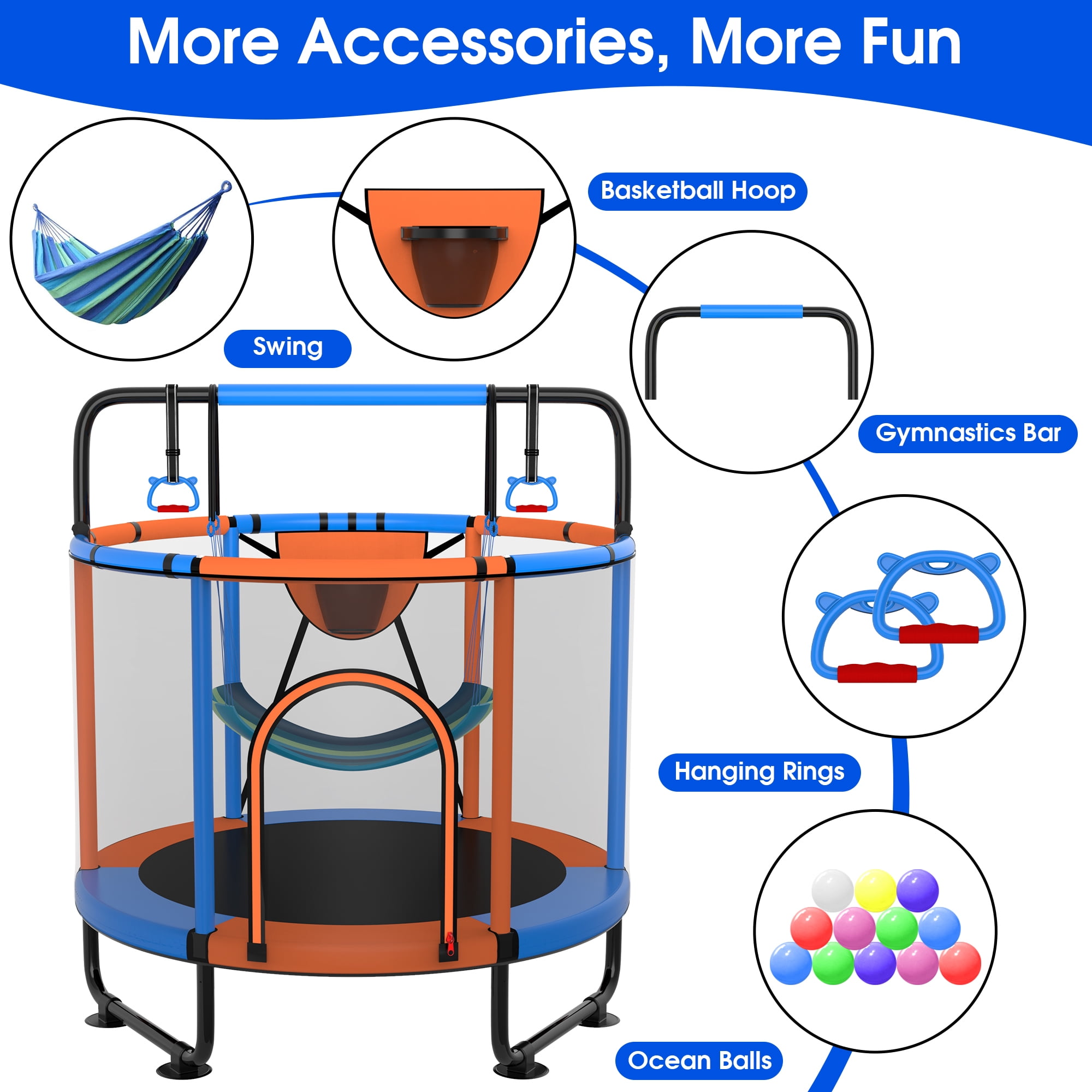 Cochan Trampoline for Kids 4.5FT 500LBS Toddler Trampoline with Enclosure Net and Handlebar, Mini Small Kids Trampoline for Age 1-6, Birthday Gift for Kids