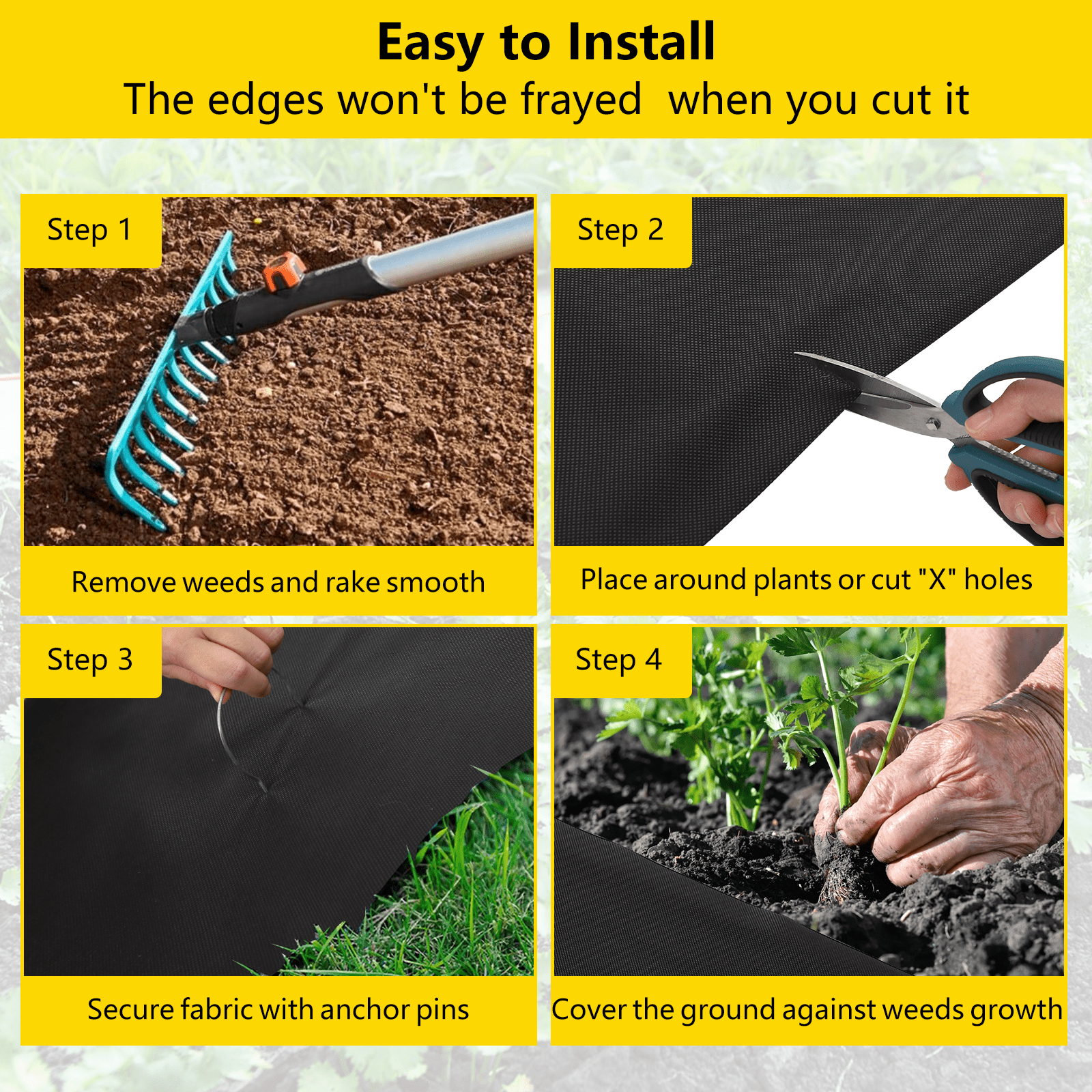 6ft x300ft Weed Barrier Landscape Fabric, Premium Non-Woven 1.8oz Ground Cover Weed Block Gardening Mat, Easy Setup & Superior Weed Control, for Weed Block, Ground Cover, Erosion Control