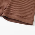 thumbnail image 5 of Newborn Baby Boy Clothes Ribbed Knitted Cotton Short Sleeve Romper +Pants Solid Color Summer Outfits Brown 3-6 Months, 5 of 6