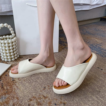 

Fashion Spring And Summer Women Slippers Flat Thick Bottom Comfortable Solid Color Indoor And Outdoor