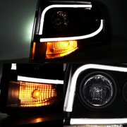 AKKON - For Ford Expedition Black Bezel Latest LED Daylight Tube Design Projector Headlights Front Lamps Pair