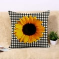 thumbnail image 3 of Rurpali Set of 4 Linen Throw Pillow Cover 20x20 Inch Yellow Sunflower Summer Flowers Nature Floral Sun Designer Black and White Checkered Home Decor Pillowcase Square Cushion Cover for Sofa Bed Couch, 3 of 5