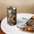 thumbnail image 3 of 20oz Coffee Tumblers Blue Sunflower Golden Leaf Pattern Stainless Steel Vacuum Insulated Travel Tumbler Coffee Cups Mug with Lid and Straw with Cleaning Brush for Cold & Hot Drinks, 3 of 5