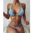 thumbnail image 2 of Womens swimsuits ,Women's Flower Print Lace Up High Cut Leg Bikini Set Two Piece Swimsuit Blue S(S), 2 of 4