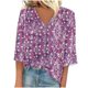 thumbnail image 1 of Blusa de Manga Corta Mujeres Cuello en V de Verano Impreso, Top Regular Casual Sexy para el Hogar Y el Uso Diario, 1 of 3