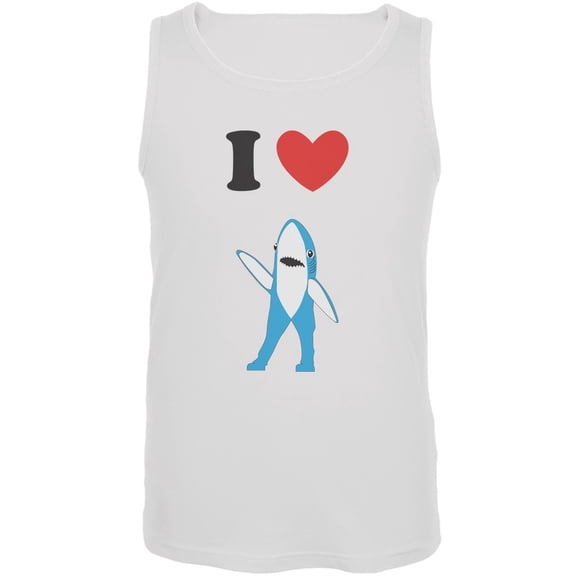 Halftime I Heart Left Shark White Adult Tank Top - 4X-Large