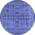 thumbnail image 1 of Ahgly Company Machine Washable Indoor Round Abstract Blue Modern Area Rugs, 5' Round, 1 of 4