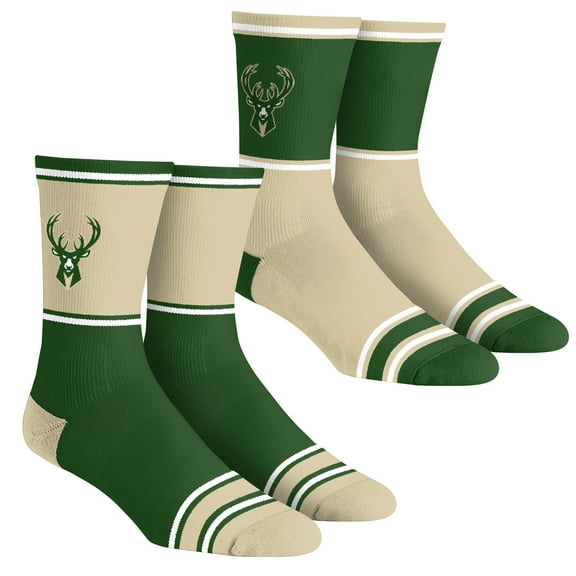 Unisex Rock Em Socks  Milwaukee Bucks 2-Pack Color Block Crew Socks Set