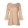 thumbnail image 4 of RXIRUCGD Blouse T-Shirt Décontractée à Rayures Mode Imprimée Col en V Manches Courtes Ample pour Femmes, Orange, Taille : m, 4 of 5