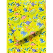 TK COLLECTION || PresNok Dinosaur theme wrapping paper, green printed wrapping paper, gift paper,birthdays, occasions,festivals gift Wrapping paper, size 20 x28 inch, pack