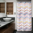 thumbnail image 4 of Stall Small Rainbow Colorful Half Size Shower Curtain 36x72 Inch Chevron Herringbone Striped Geometric Single Narrow Tiny Walkin Stand Up Dorm Decor Fabric Bathroom Set Polyester Waterproof, 4 of 6