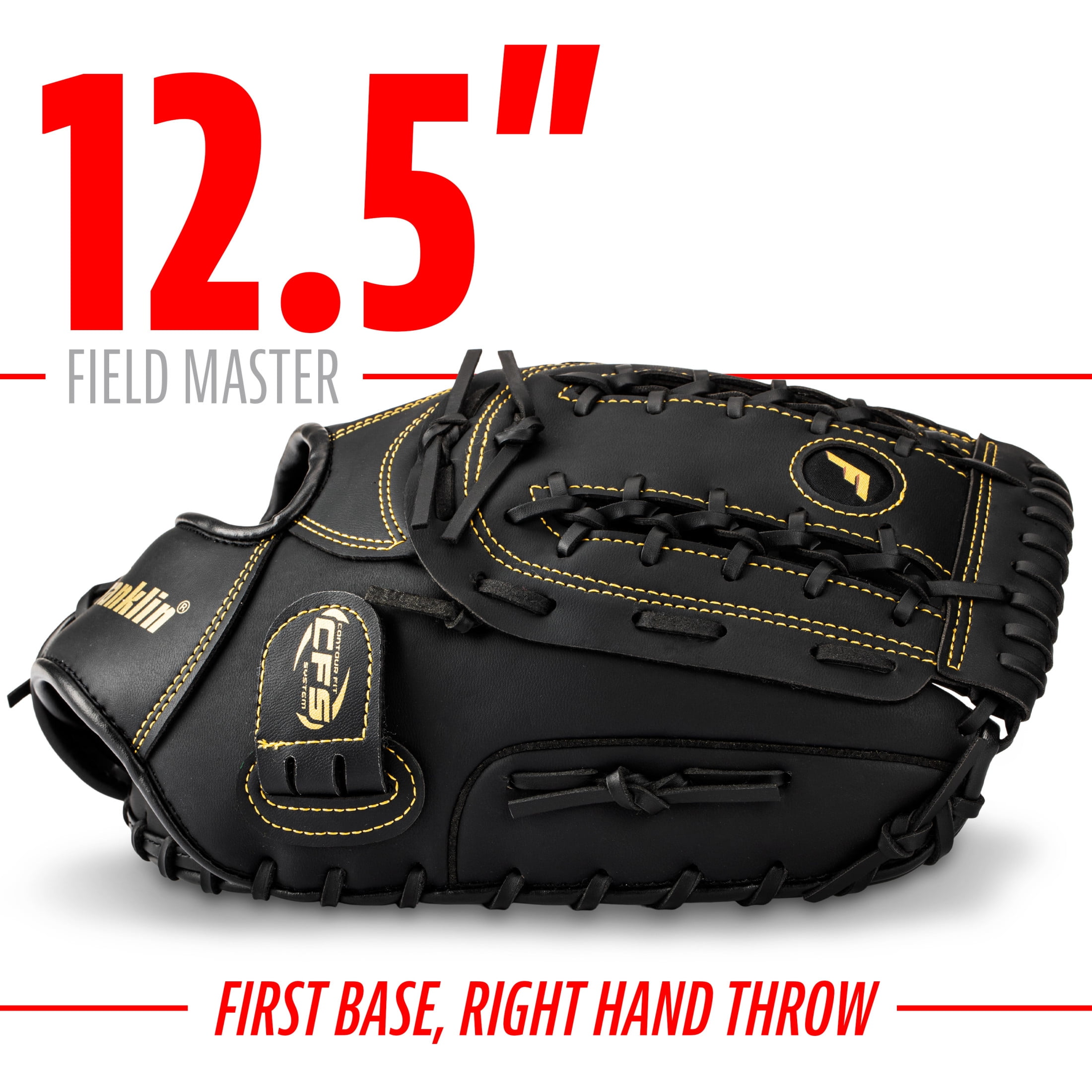 Franklin Sports Field Master Adult 12.5 in Softball, Baseball, Teeball First Basemen's Glove Right Hand Throw