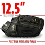 Franklin Sports Field Master Baseball First Baseman's Mitt, 12.5 in, Black/Gold, Right Hand Throw