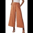 thumbnail image 2 of Pantalones Anchos Cómodos de Verano para Mujer, Color Marrón, Talla XL, 2 of 5
