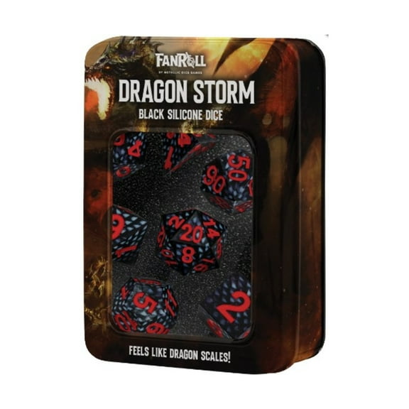 FanRoll/Metallic Dice Games Dragon Storm Poly Set - Black Dragon Scales (7) New