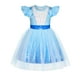thumbnail image 1 of Disfraz de princesa HenzWorld, vestido de tul azul y blanco para niños de 7 a 8 años, 1 of 6