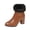Brown, variant on Brown Ladies Winter Ankle Boots With Mid Heel Pointed Toe Closed Comfortable Fleece Lined Casual Outdoor Indoor Plus Size Short Boots