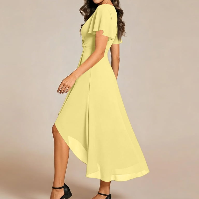 yellow dress semi formal Simple satin long prom yellow dress Pro since 2009. Short Yellow Homecoming Party Dress