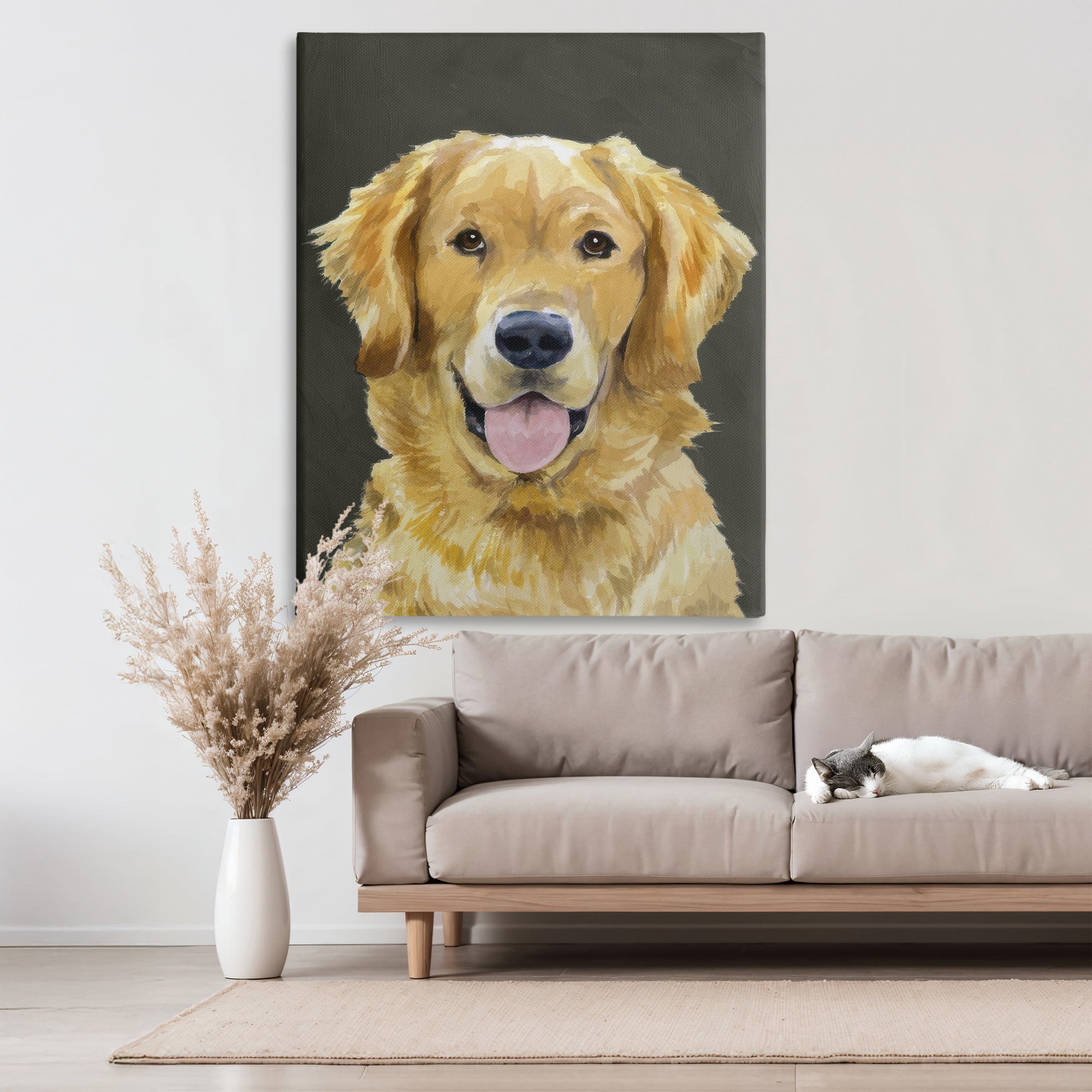 Stupell Industries Joyful Golden Retriever Portrait Canvas Wall Art, design by Lil' Rue