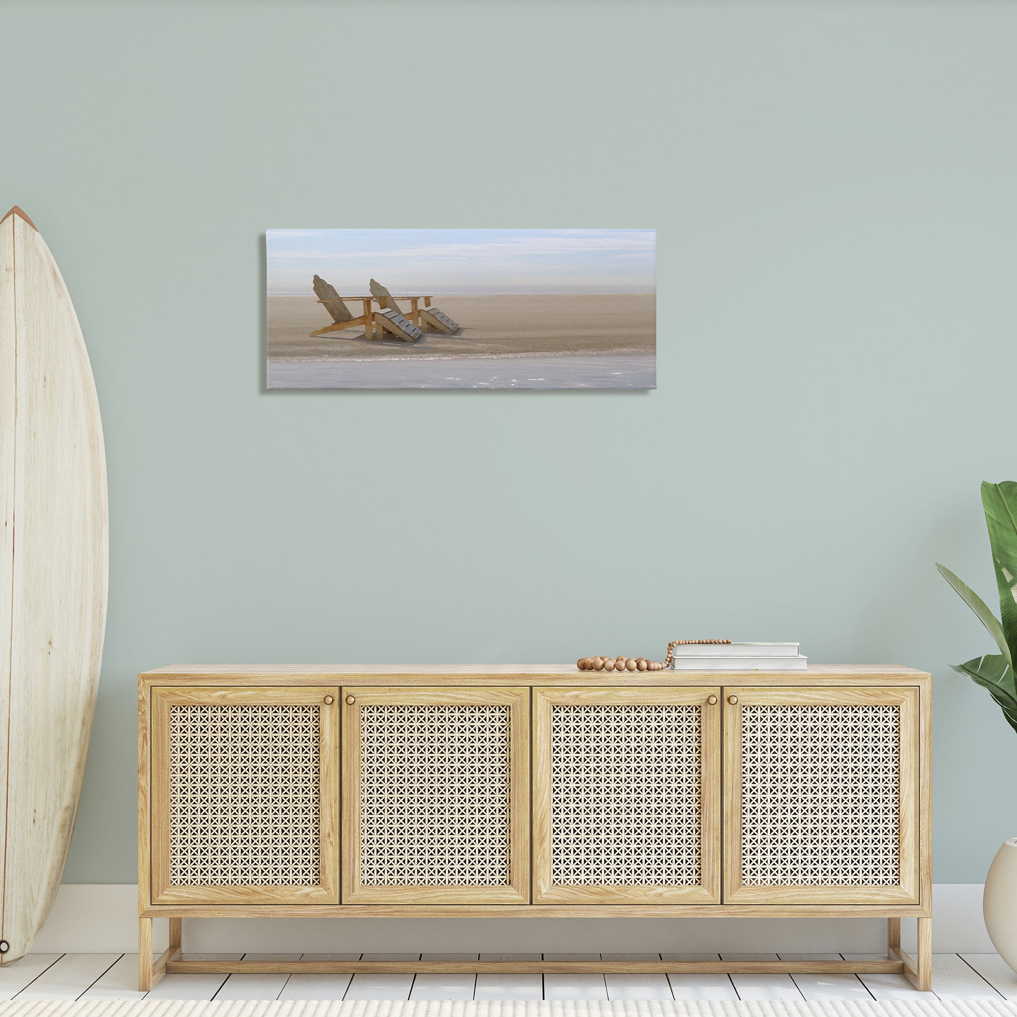 Stupell Industries Beach Chairs by Shore Landscape Photography Gallery Wrapped Canvas Art Print Wall Art, 40 x 17