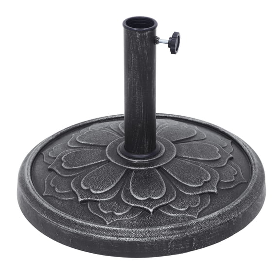 Kool 27 lbs. Lotus Design Umbrella Base Outdoor Market Umbrella Stand in Antique Silver