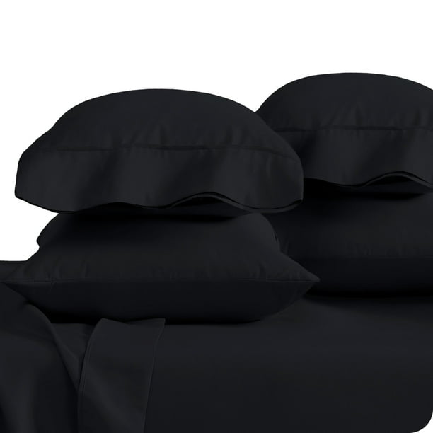 Bare Home 4 Fundas De Almohada – Colección Premium 1800 Ultra Suave – Paquete A Granel – Doble Cepillado – Hipoalergénico – Resistente A Las Arrugas – Fácil Cuidado (Estándar – 4 Unidades Negro)
