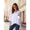 thumbnail image 4 of DARING DIVA Women's High Low 3/4 Bell Sleeve V Neck Chiffon Blouse S White, 4 of 7