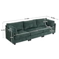 thumbnail image 3 of 111.42" 3-Seater Chenille Deep Sofa, Comfy Chenille Fabric Couch, Conforms to Body Curves, Cloud-soft Sitting, with Ultra-soft Cushions & Side Pocket for Living Room, Apartment, Office, Dark Green, 3 of 9