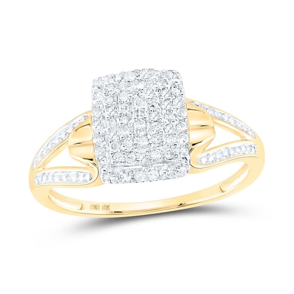 10k Women's Yellow Gold and Diamond Cluster Ring 1/6 CTTW